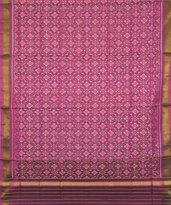 Purple pink handwoven silk patola dupatta