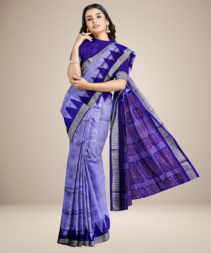 Aero blue dark blue silk handwoven bomkai saree