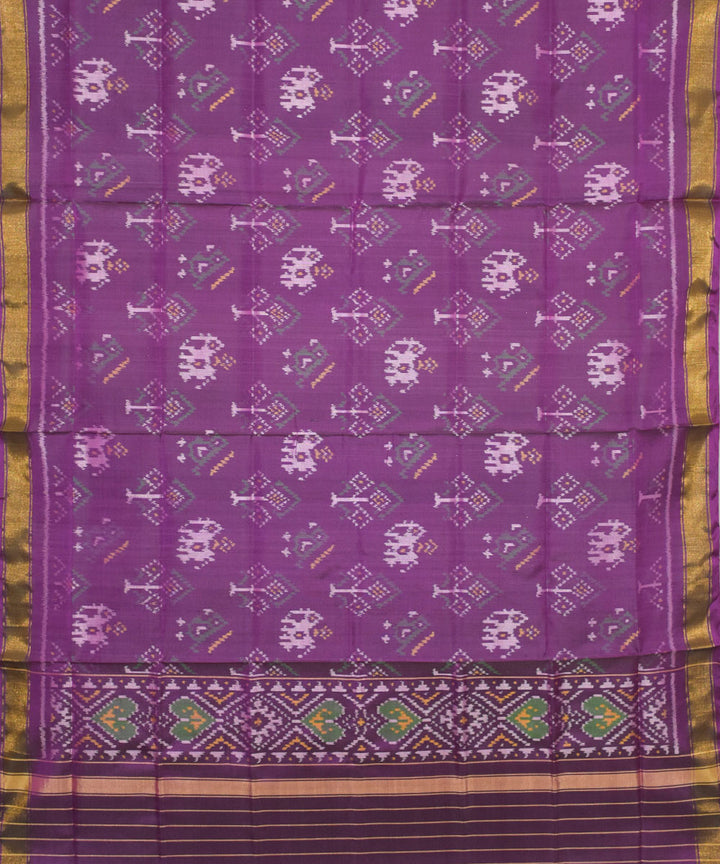 Purple green handwoven silk patola dupatta