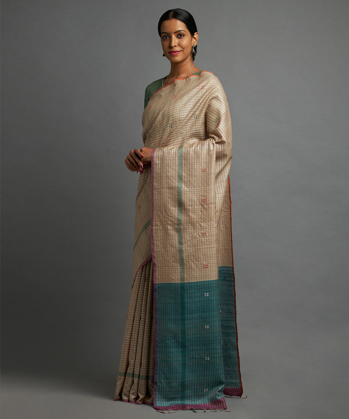 Sepia kosa handloom chhattisgarh silk saree