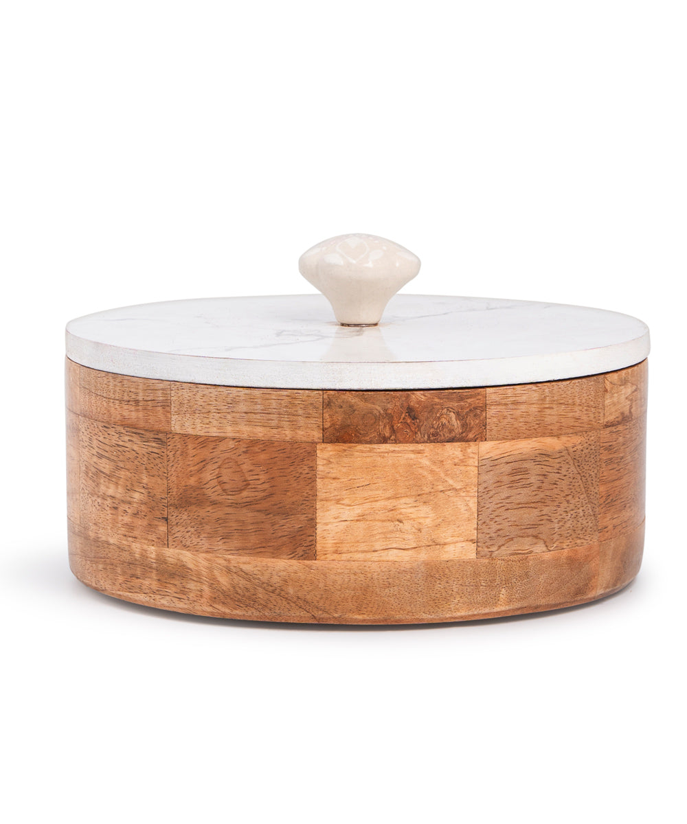 Wooden round box with sunmica lid