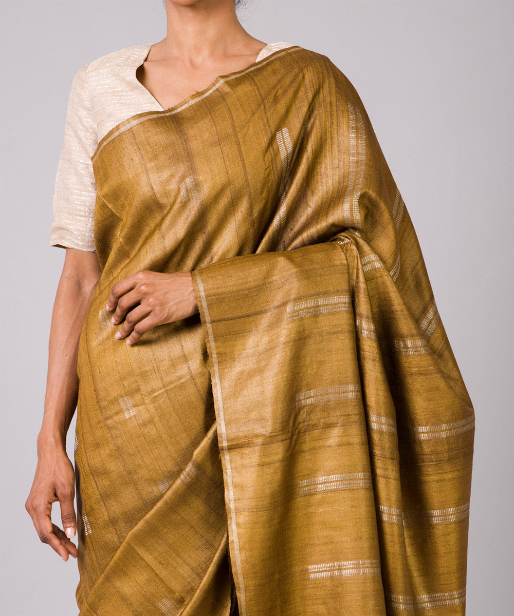 Yellow ochre kosa handloom chhattisgarh silk saree