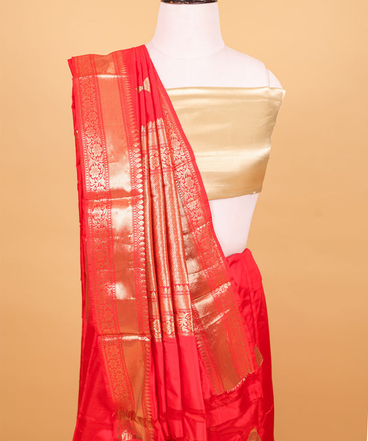 Red boota silk handwoven banarasi saree