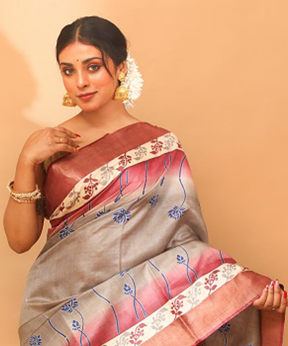 Kosa rust chhattisgarh handloom tussar silk saree