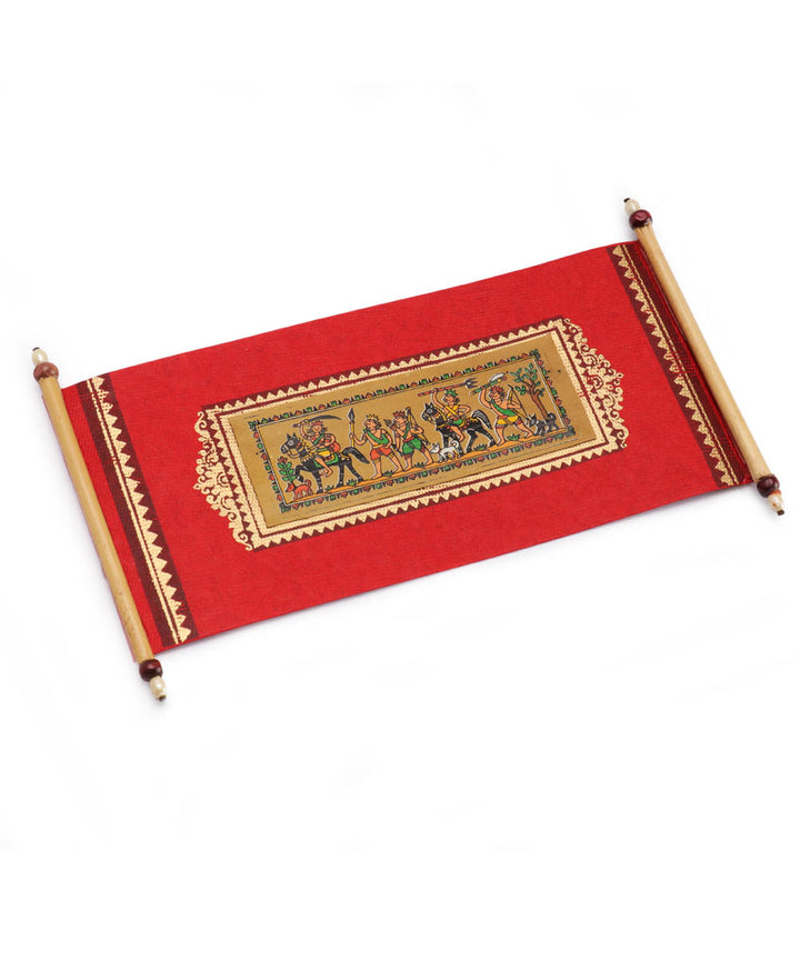 Red palm leaf hand printed pattachitra envelope