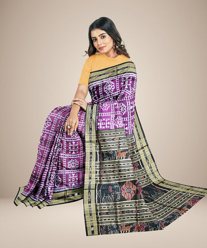 Purple black nabakothi silk handwoven khandua saree