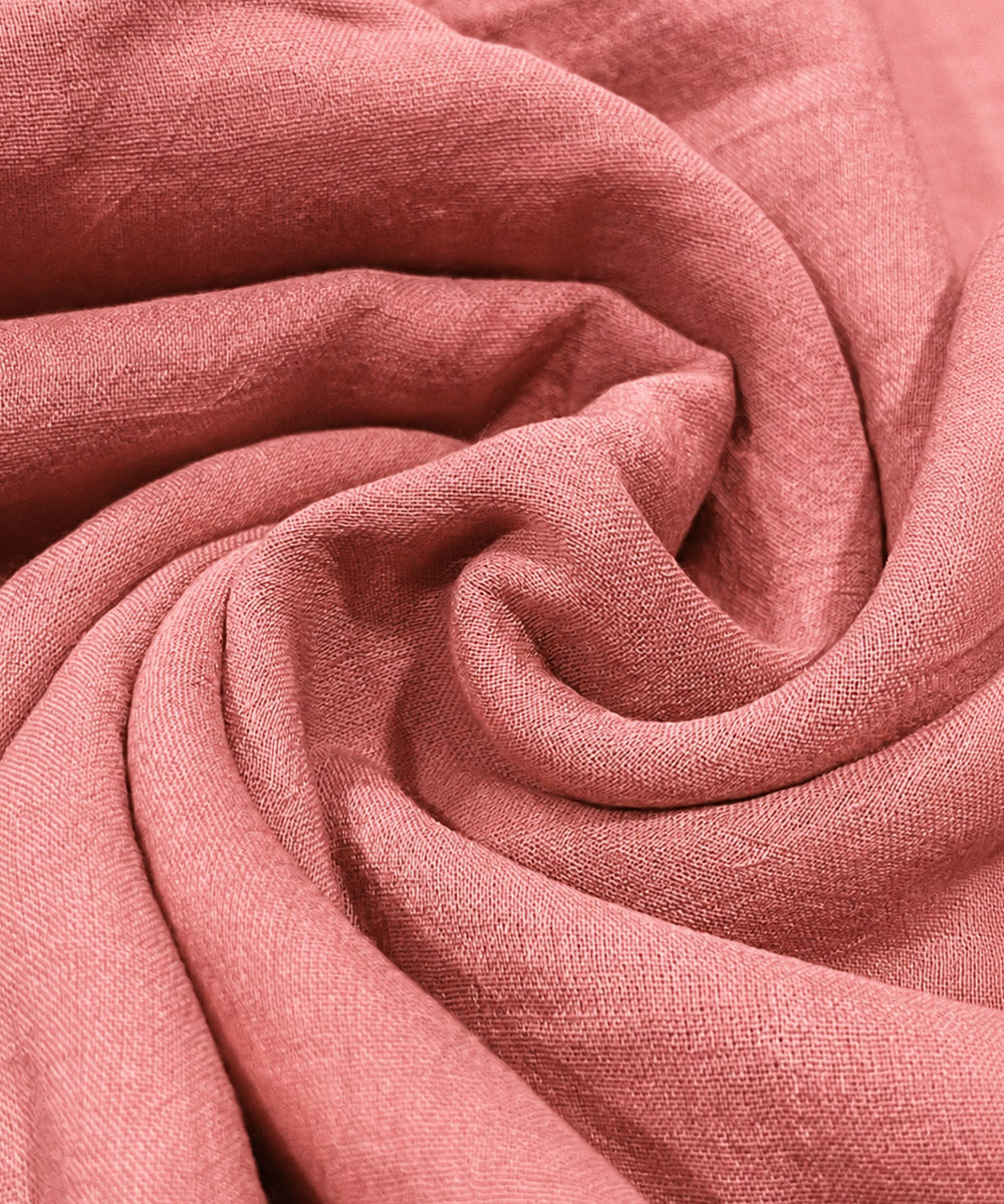 Peach olive crochet mukaish cotton saree