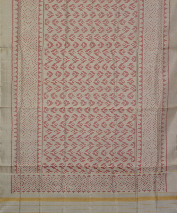 White pink handloom silk patola dupatta