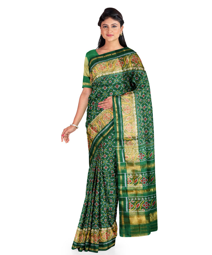 Dark green handloom patola silk saree