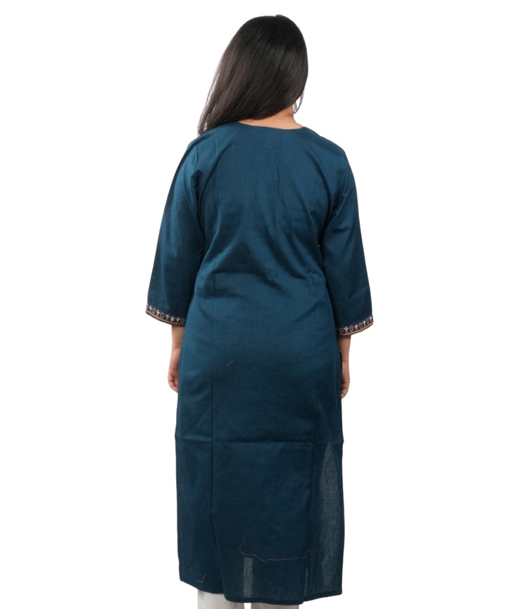 Navy Blue Soi Hand Cotton Embroidered Kurti