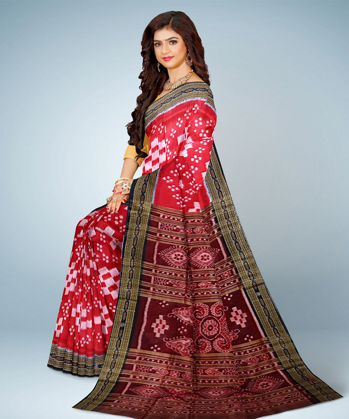 Red black silk handwoven khandua saree