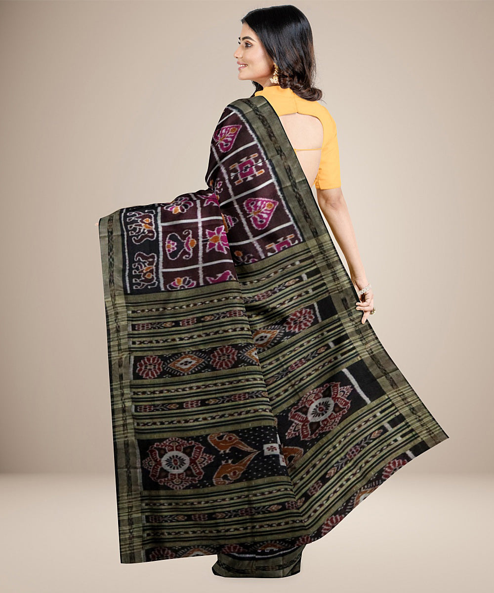 Black black silk handwoven nabakothi khandua saree