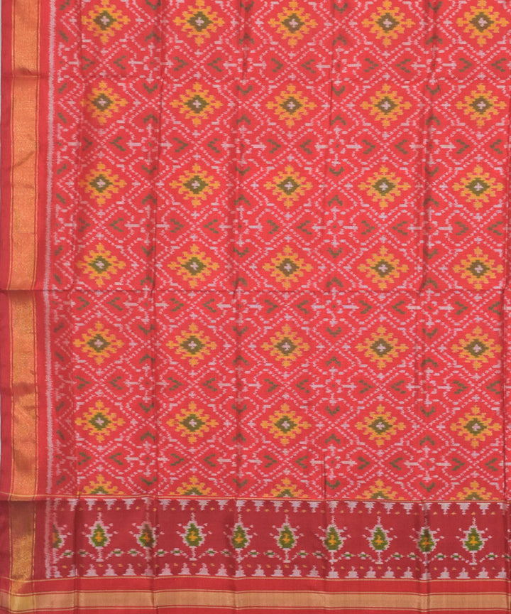 Red green handwoven silk patola dupatta