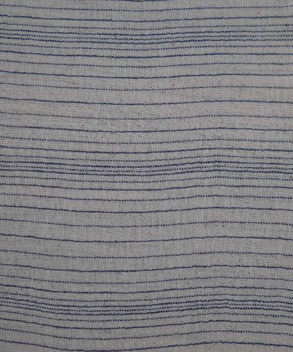 Navy blue horizontal stripe cream handwoven cotton kala cotton fabric