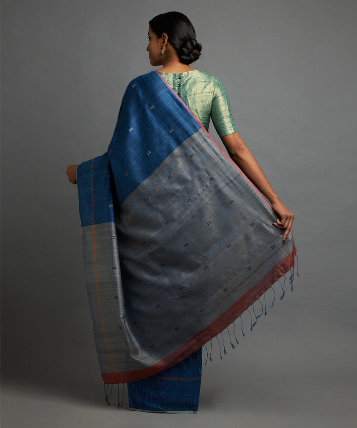 Egyptian blue kosa handloom chhattisgarh silk saree