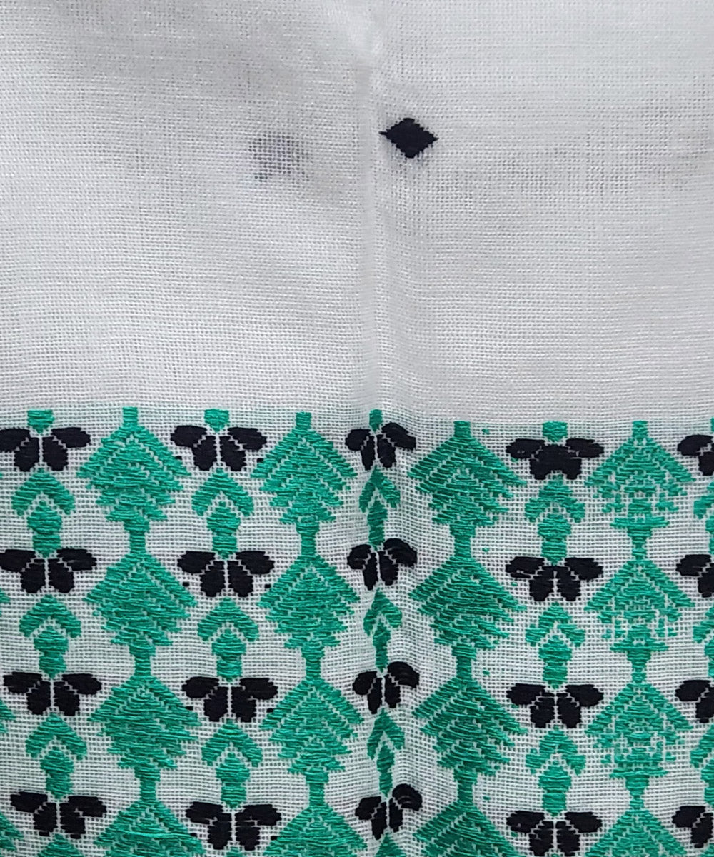 White green cotton handloom assam stole