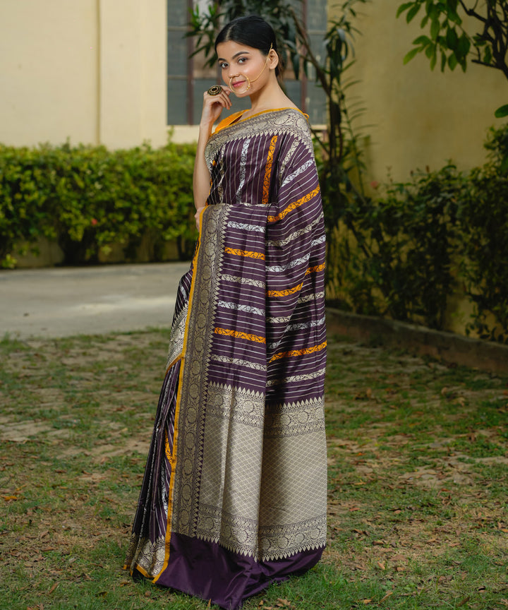 Chocolate silk handwoven banarasi saree