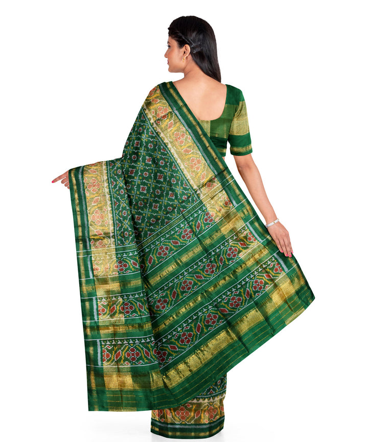 Dark green handloom patola silk saree