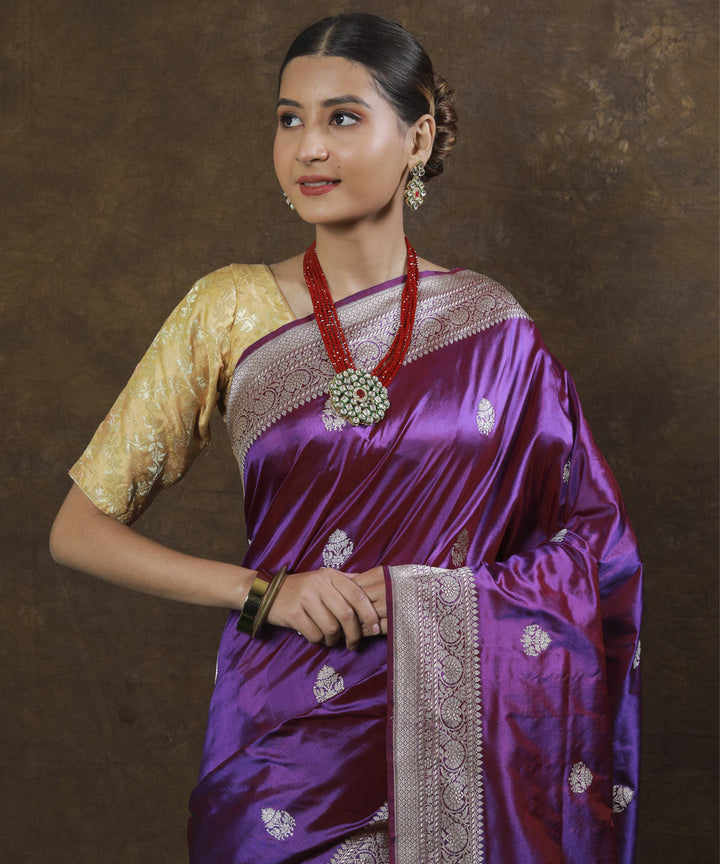 Purple silk handwoven banarasi saree