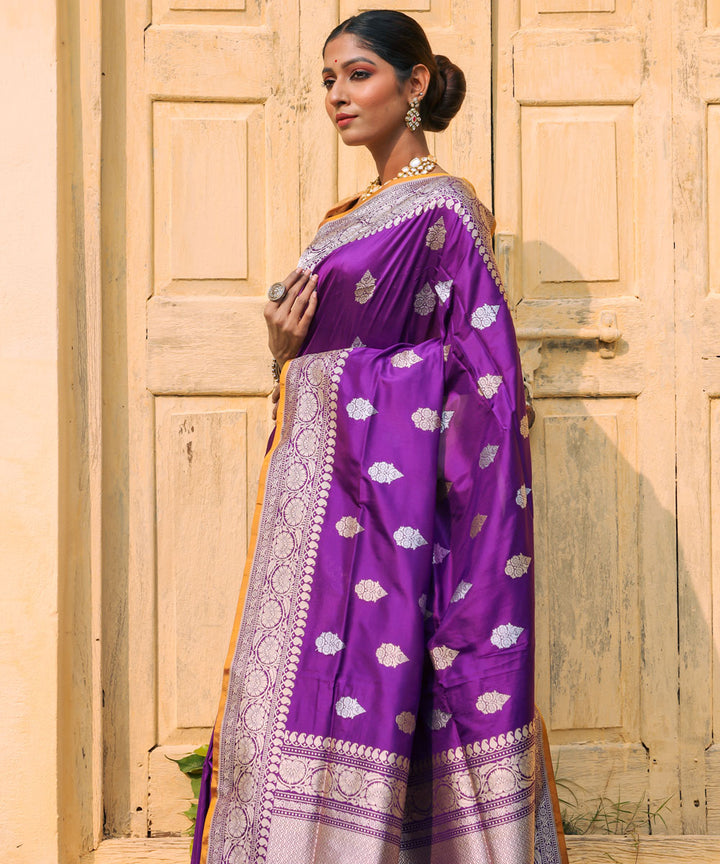 Purple handwoven banarasi silk saree