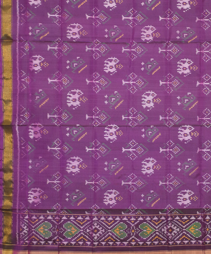 Purple green handwoven silk patola dupatta