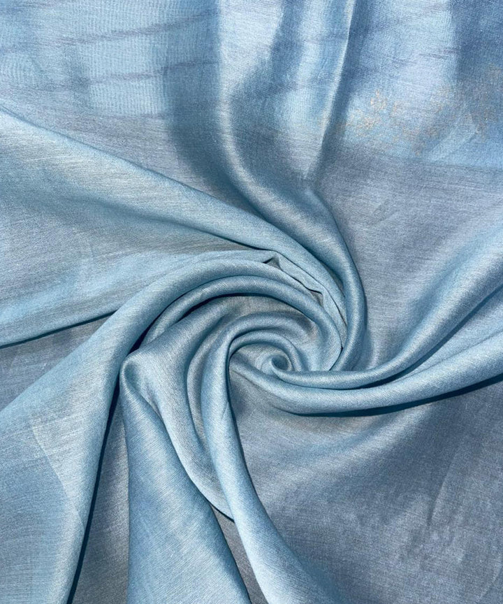 Cyan blue hand embroidered chanderi silk saree