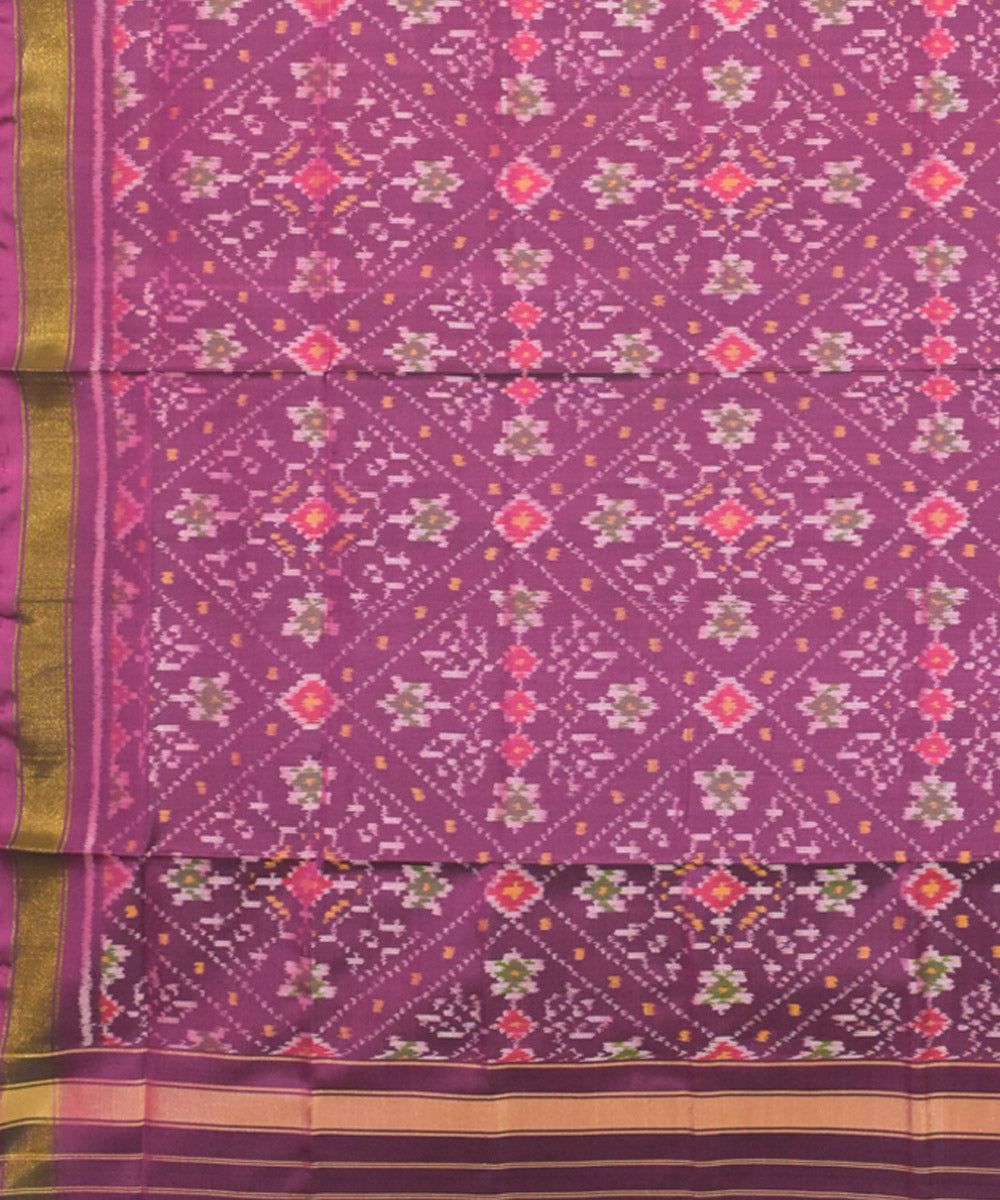 Purple red handwoven silk patola dupatta