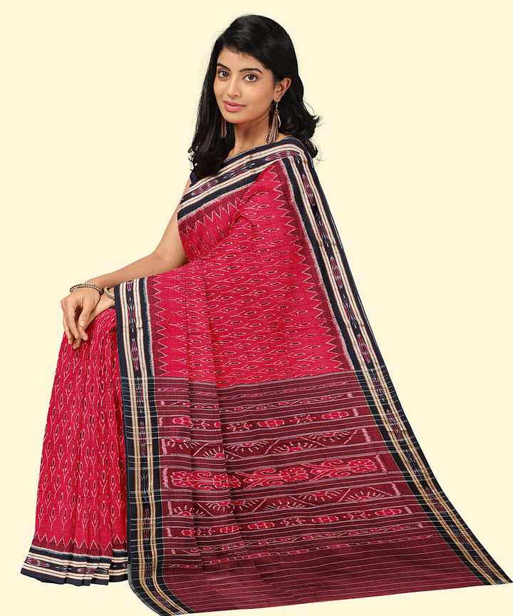 Red black cotton handloom nuapatna saree