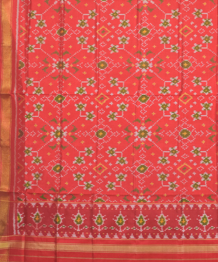 Red green patola silk handwoven dupatta