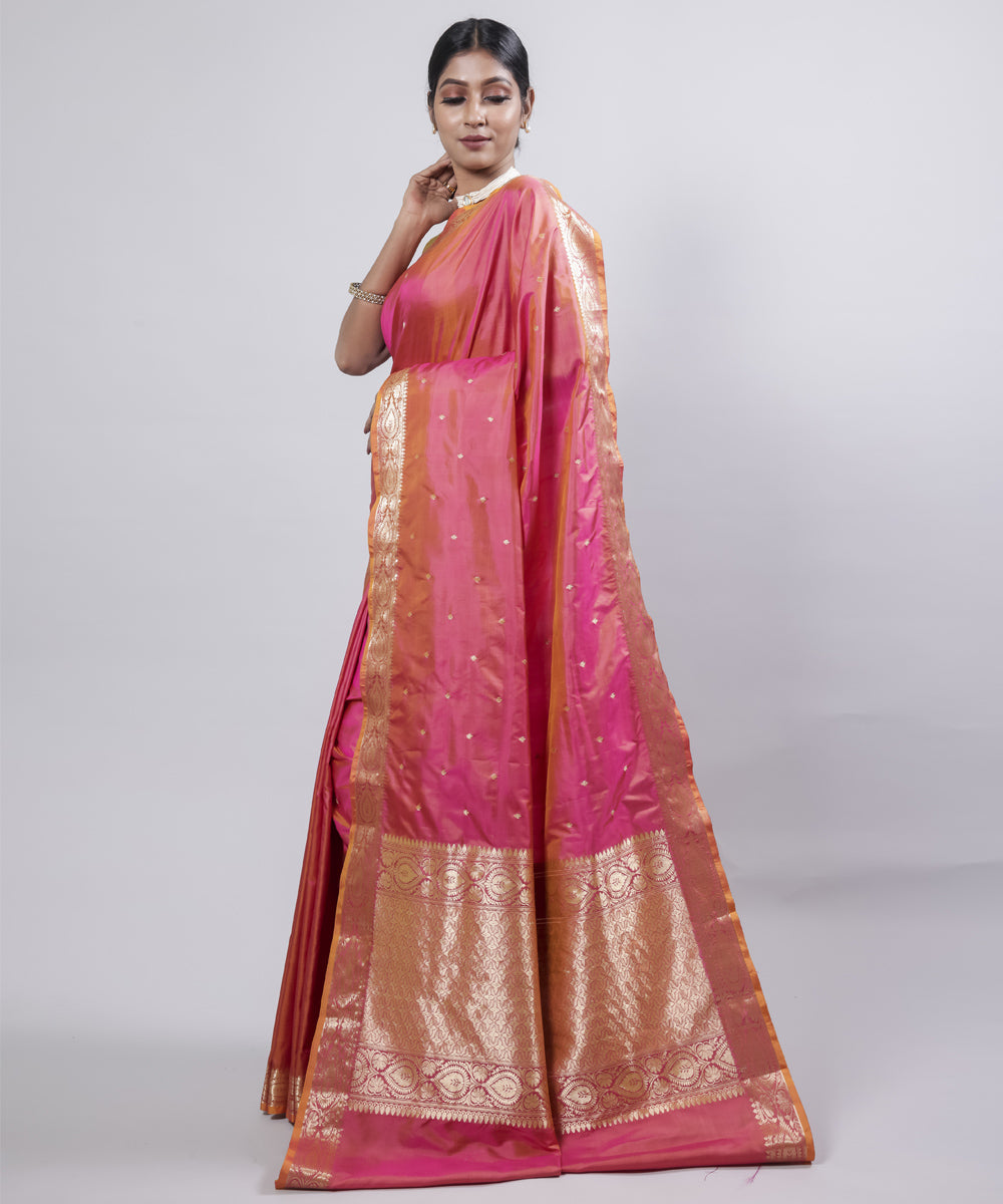 Pink silk handwoven banarasi saree