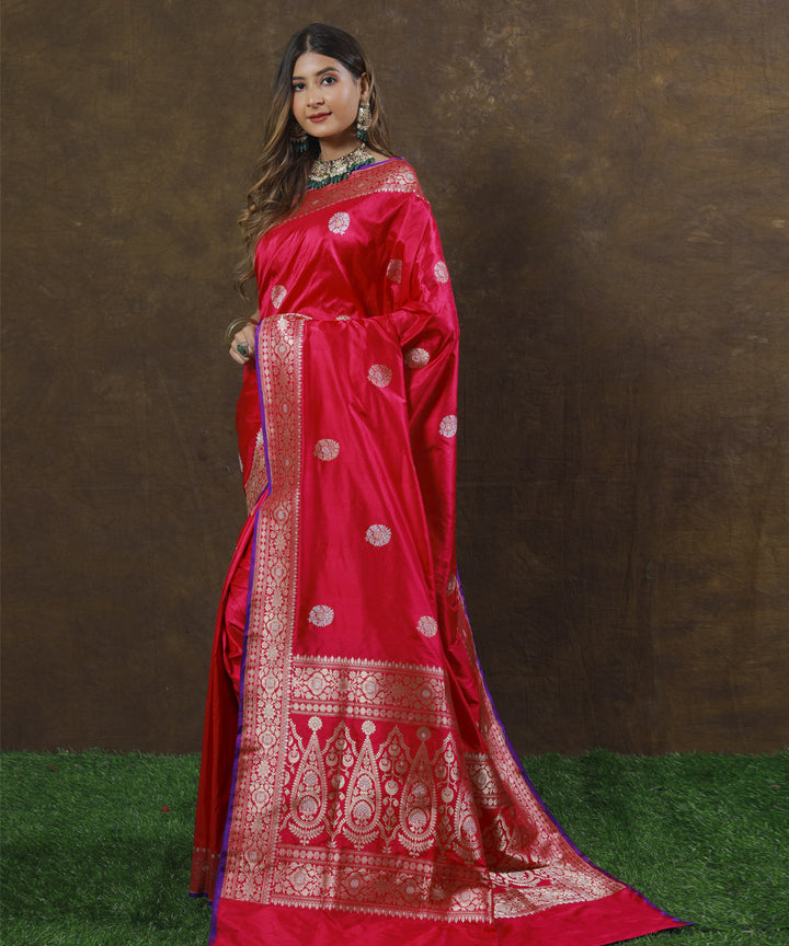 Red handwoven silk banarasi saree