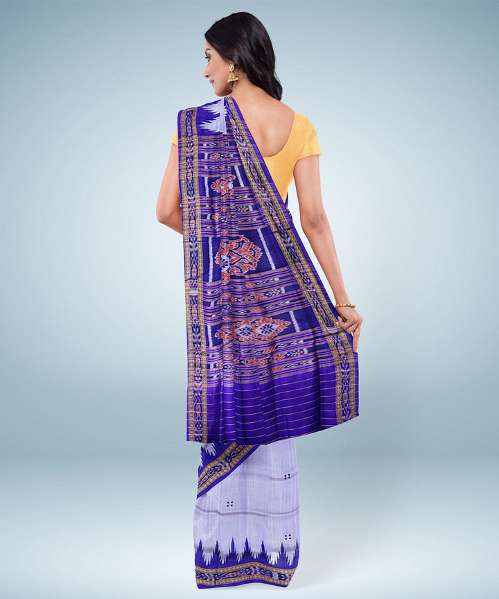 Blue magenta blue silk handwoven khandua saree