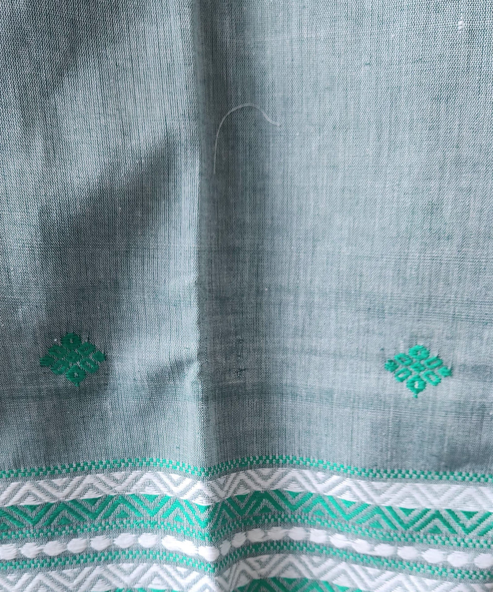 Grey white green handloom cotton assam stole