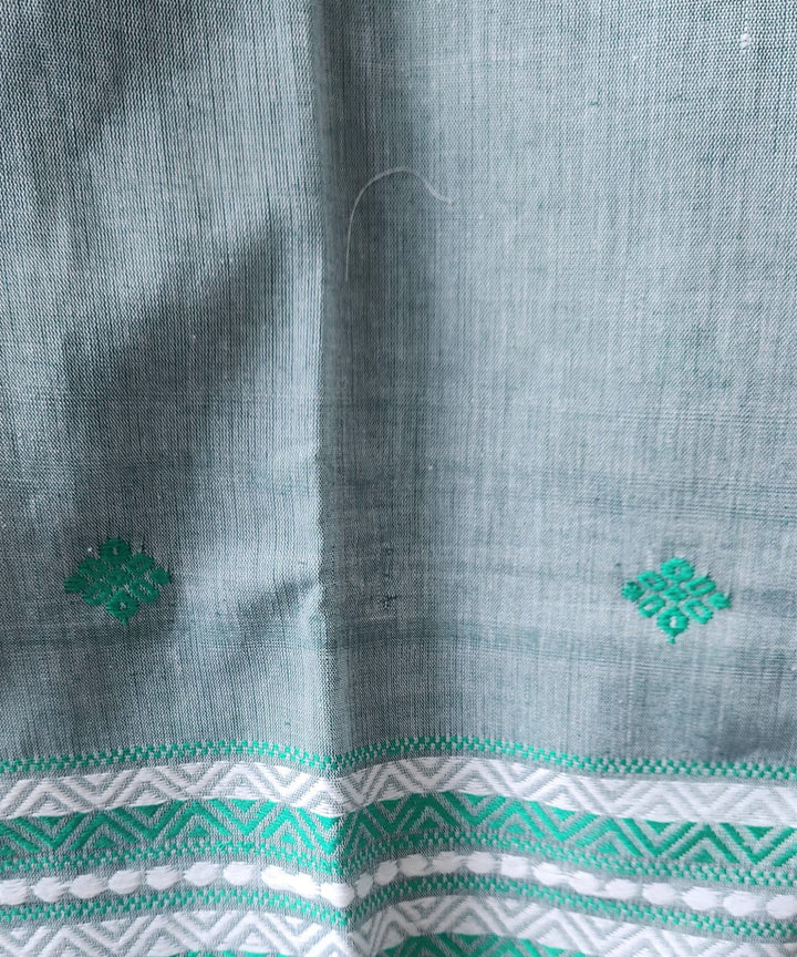 Grey white green handloom cotton assam stole