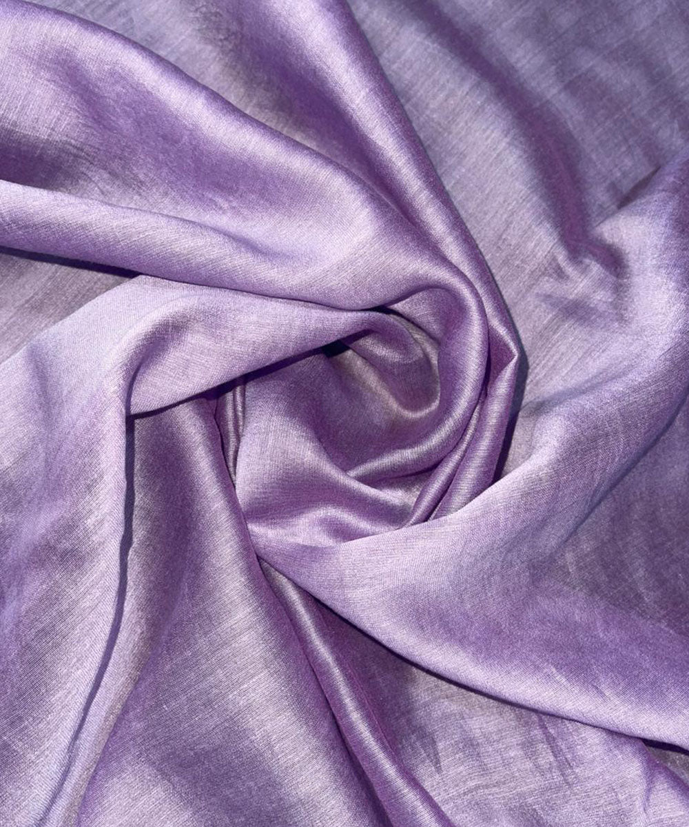 Lavender hand embroidered chanderi silk saree