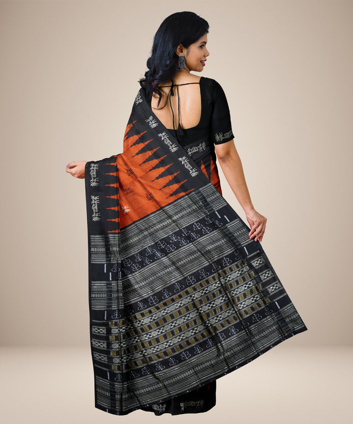 Amarnath red black silk handwoven bomkai saree