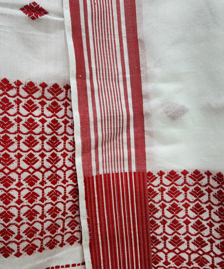 White red handloom assam cotton towel