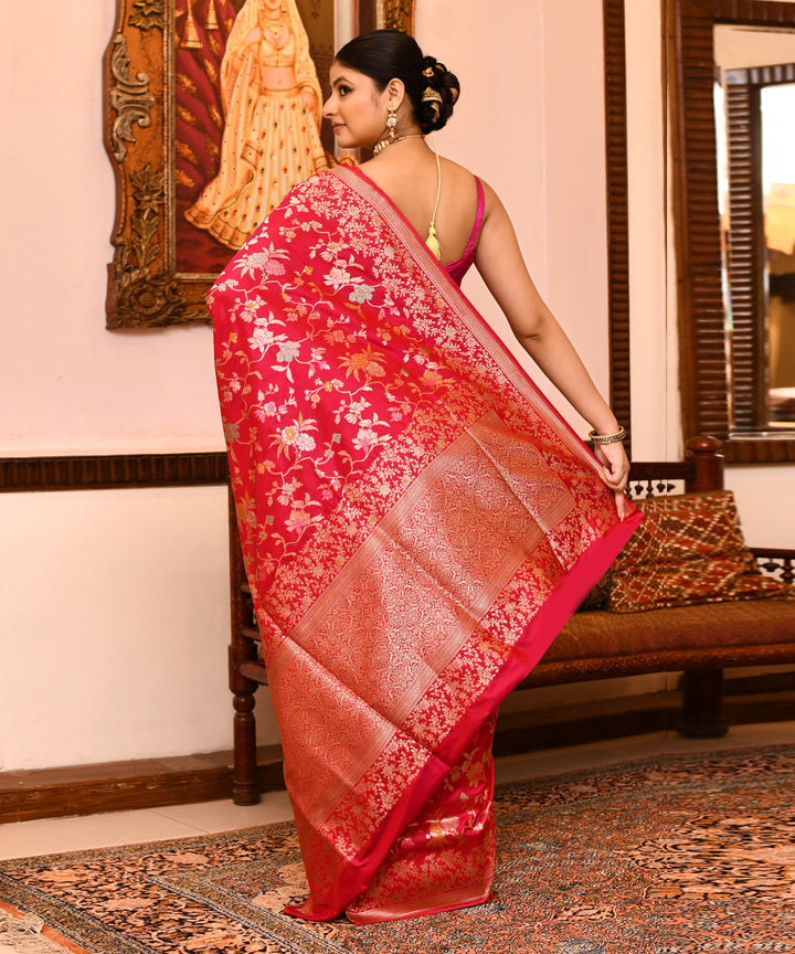 Rani pink silk handloom banarasi saree