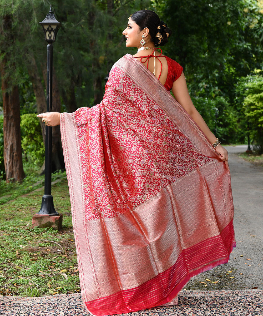 Pink handloom banarasi silk saree