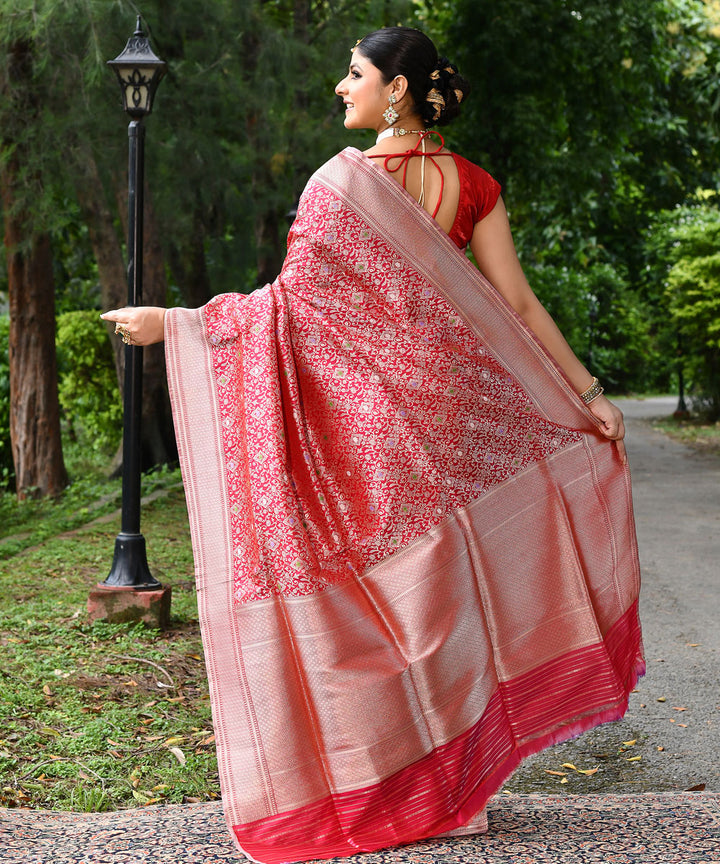 Pink handloom banarasi silk saree