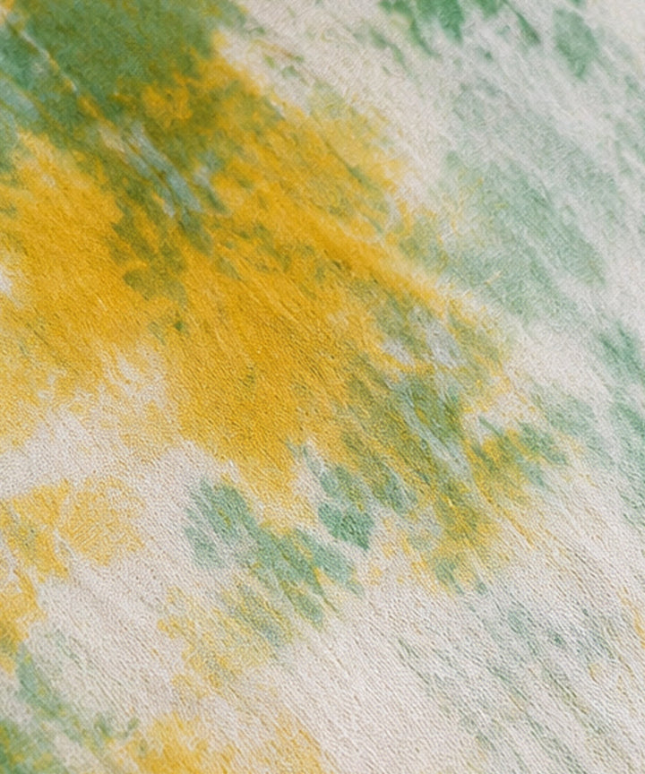 Lime green yellow chanderi silk tie-dye saree