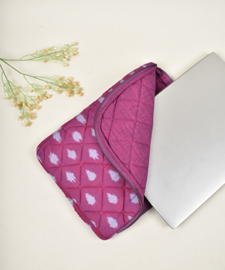 Pink handcrafted cotton pochampally ikat laptop sleeve