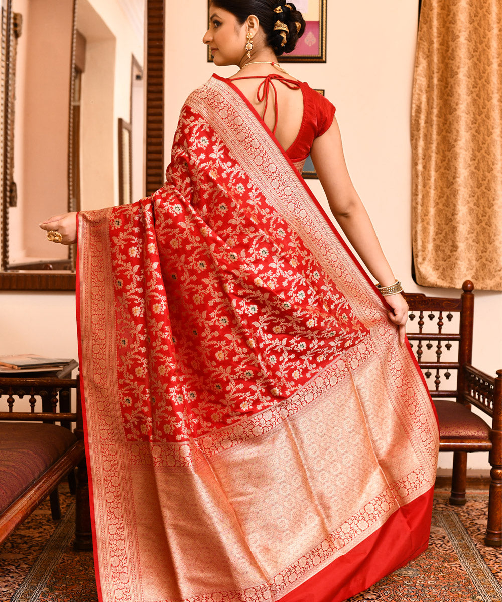 Red silk handloom banarasi saree