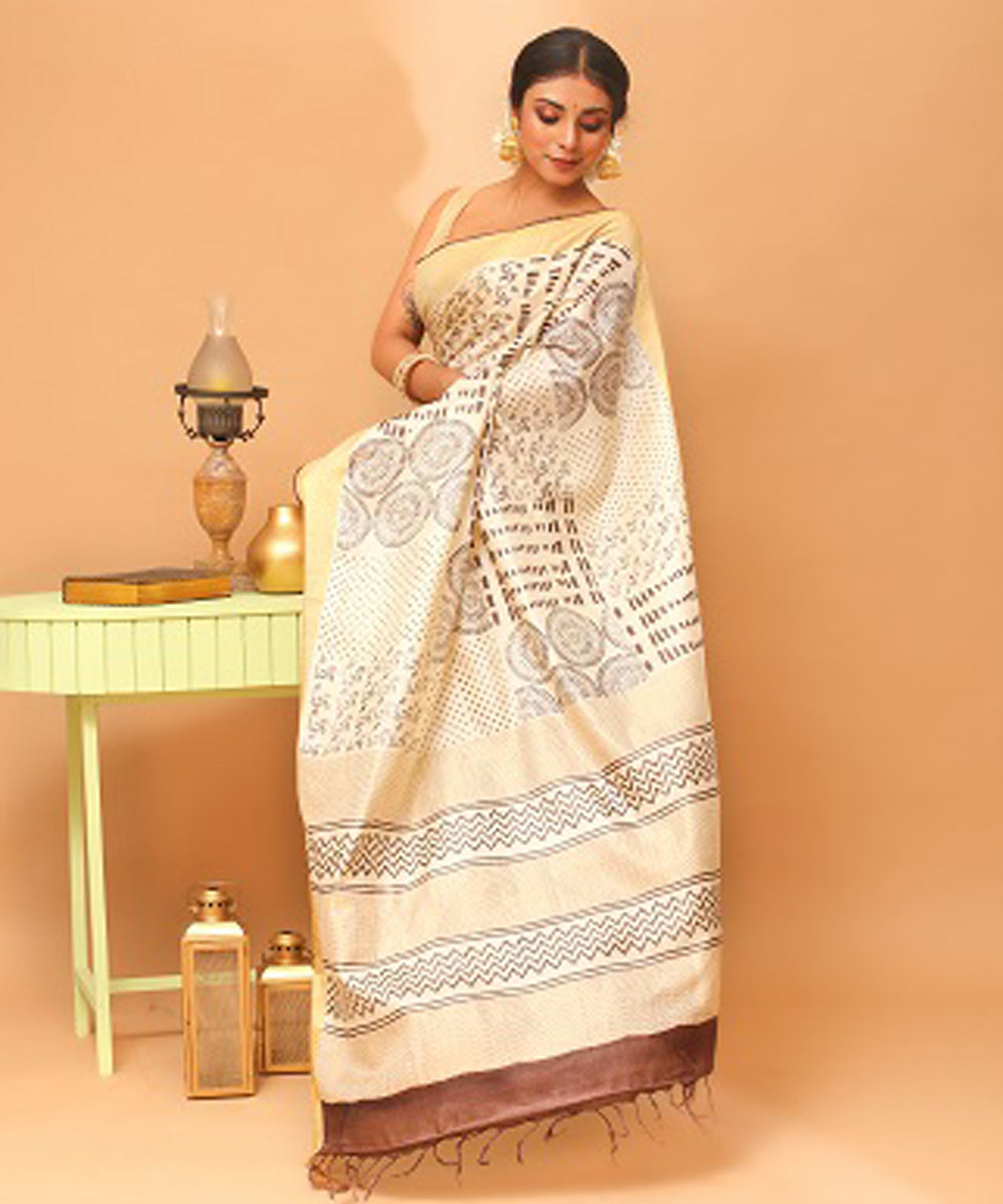 Kosa brown chhattisgarh handloom tussar silk saree