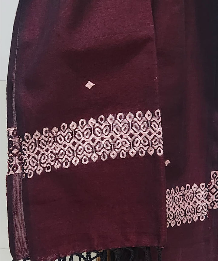 Maroon pink handloom cotton assam stole