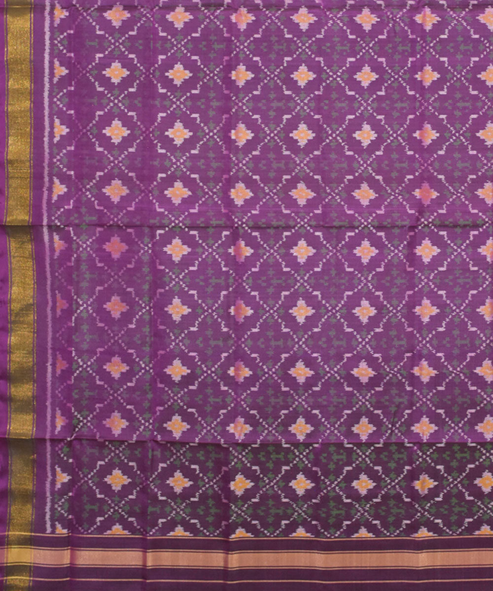 Purple handwoven silk patola dupatta