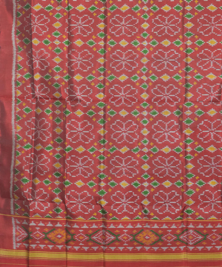 Brown green hand woven silk patola dupatta