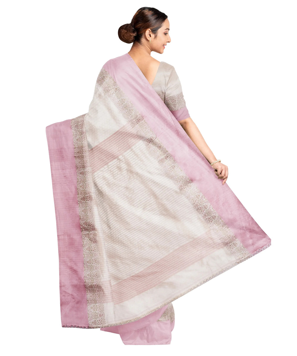 White silk handwoven santipuri saree