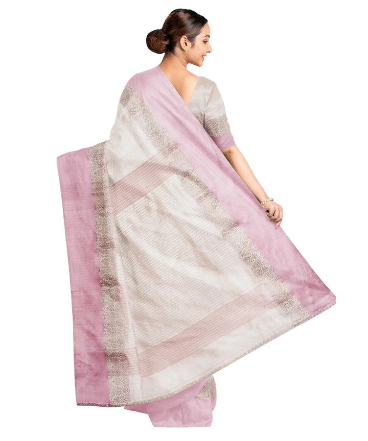 White silk handwoven santipuri saree