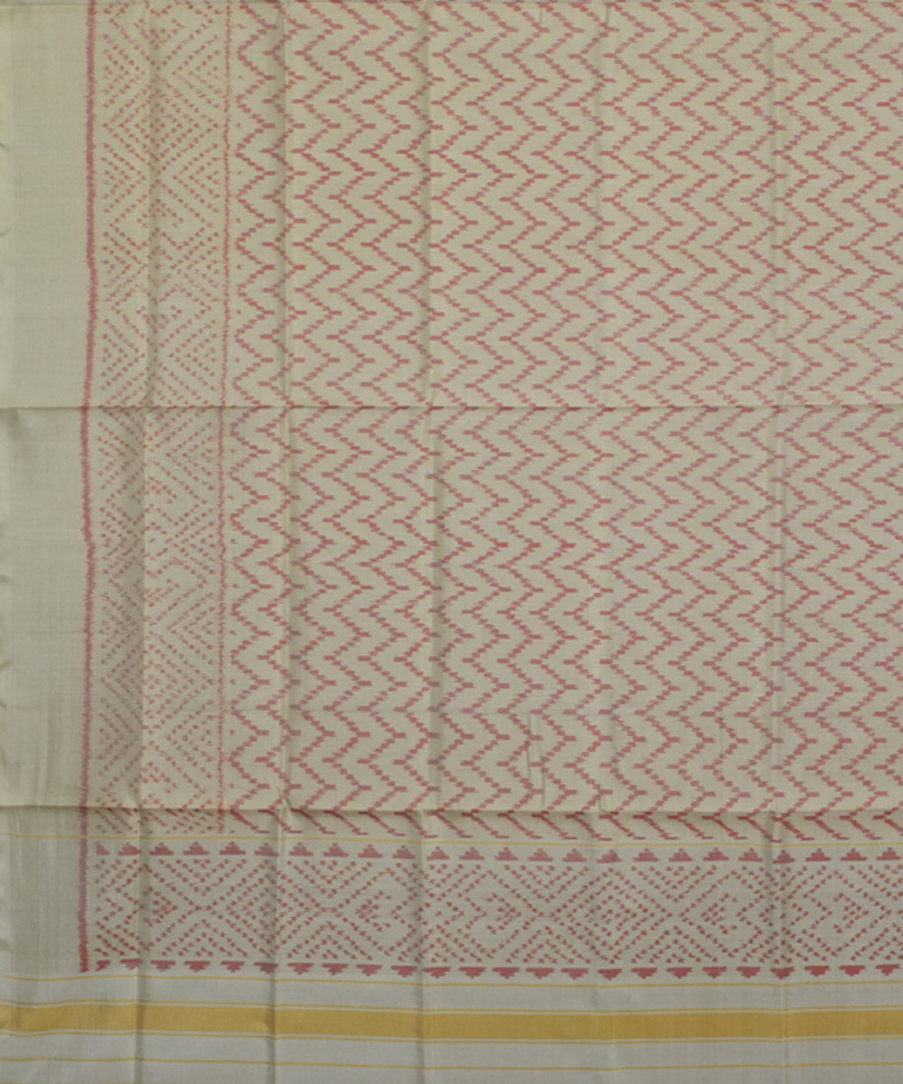 White pink handloom patola silk dupatta